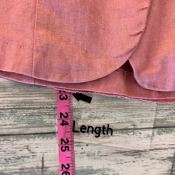 Stoosh Womens Pink Linen Blend Blazer Sz S Preppy Coastal Rayon Ruching Ruffle - Picture 10 of 10